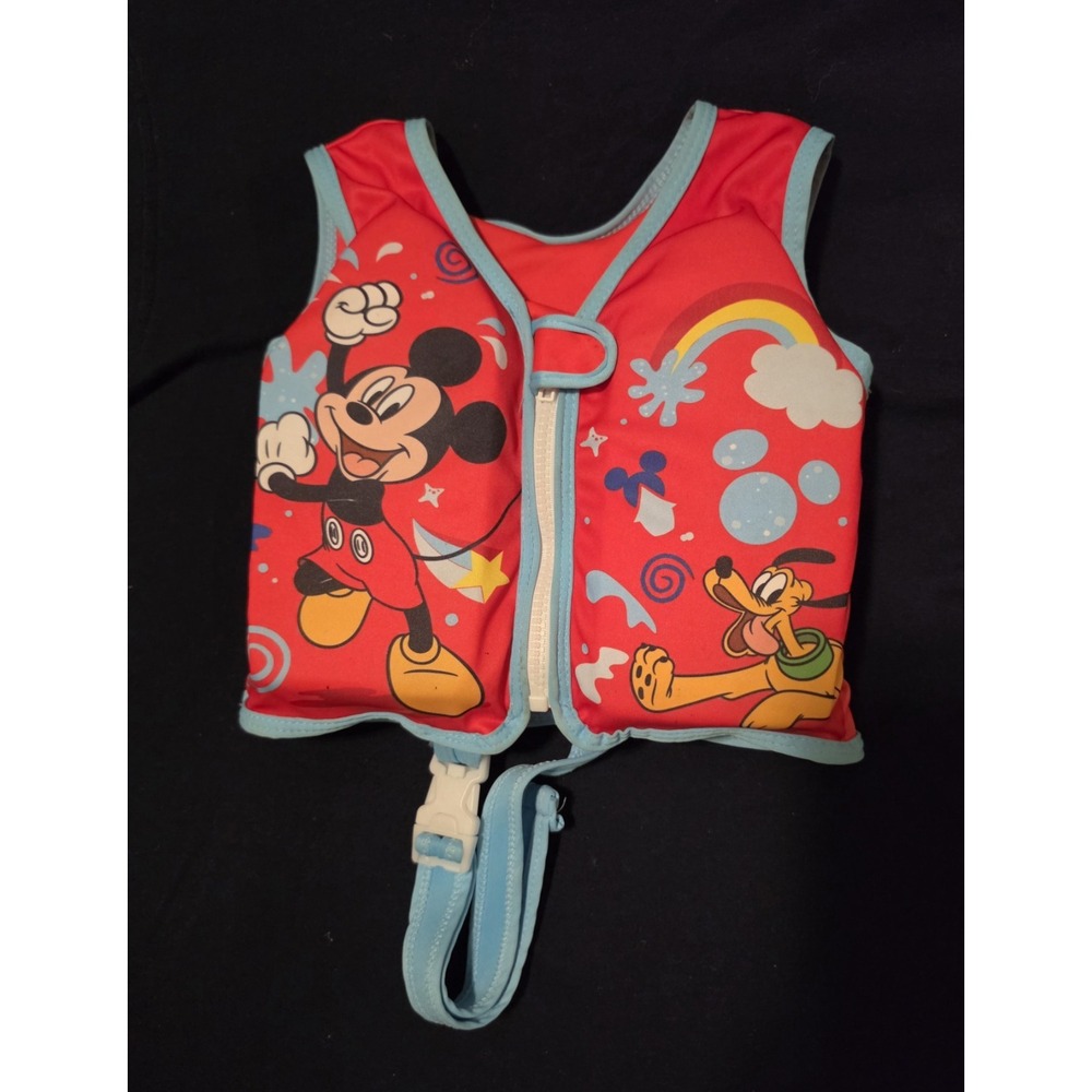 Disney Swim Vest Mickey Mouse& Pluto Kids  Flotation Aid  Beatway S/M Red 0052